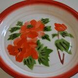 Vintage sheet metal enamelled floral tray