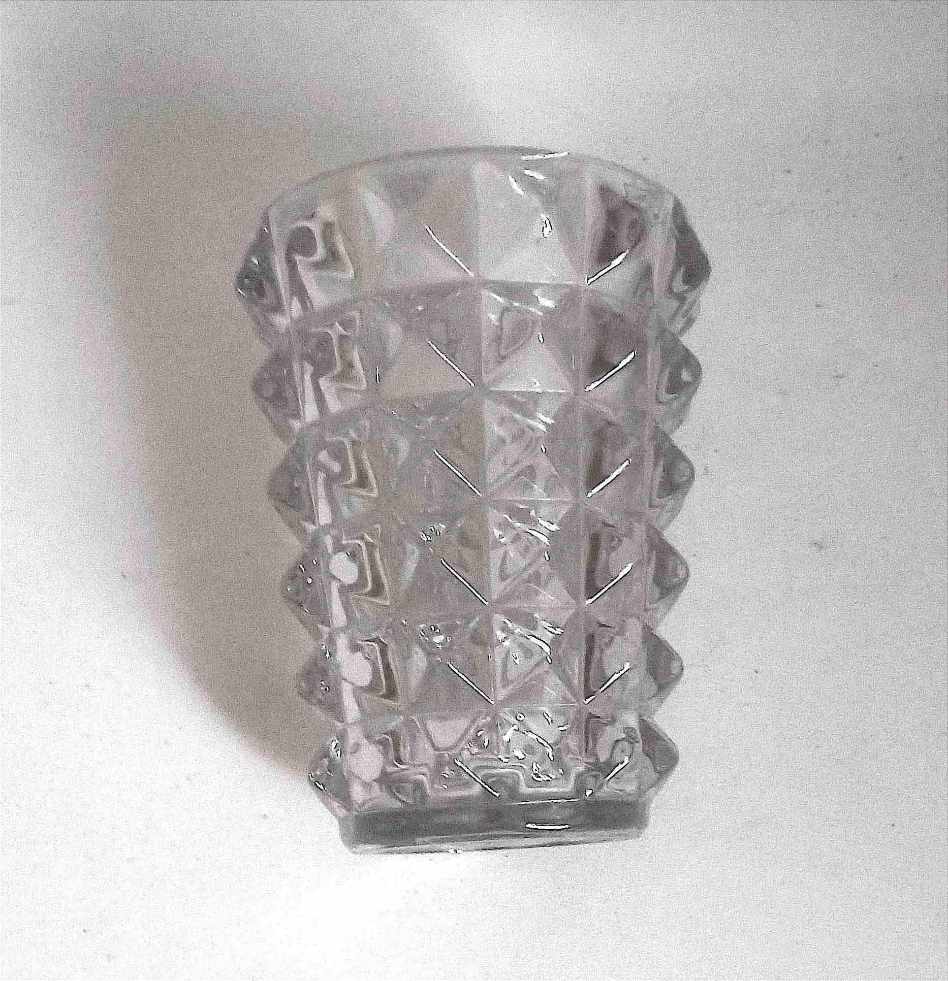 Vase cristal pointe de diamant années 50 hauteur 21,5 cm
