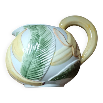 Large Barbotine jug decorated with bananas.