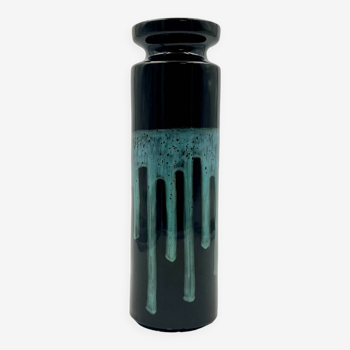 Vintage 60s Ceramic Italian Handmade Vase – Caruso Design Politi Recanati - Black Base with Turquois