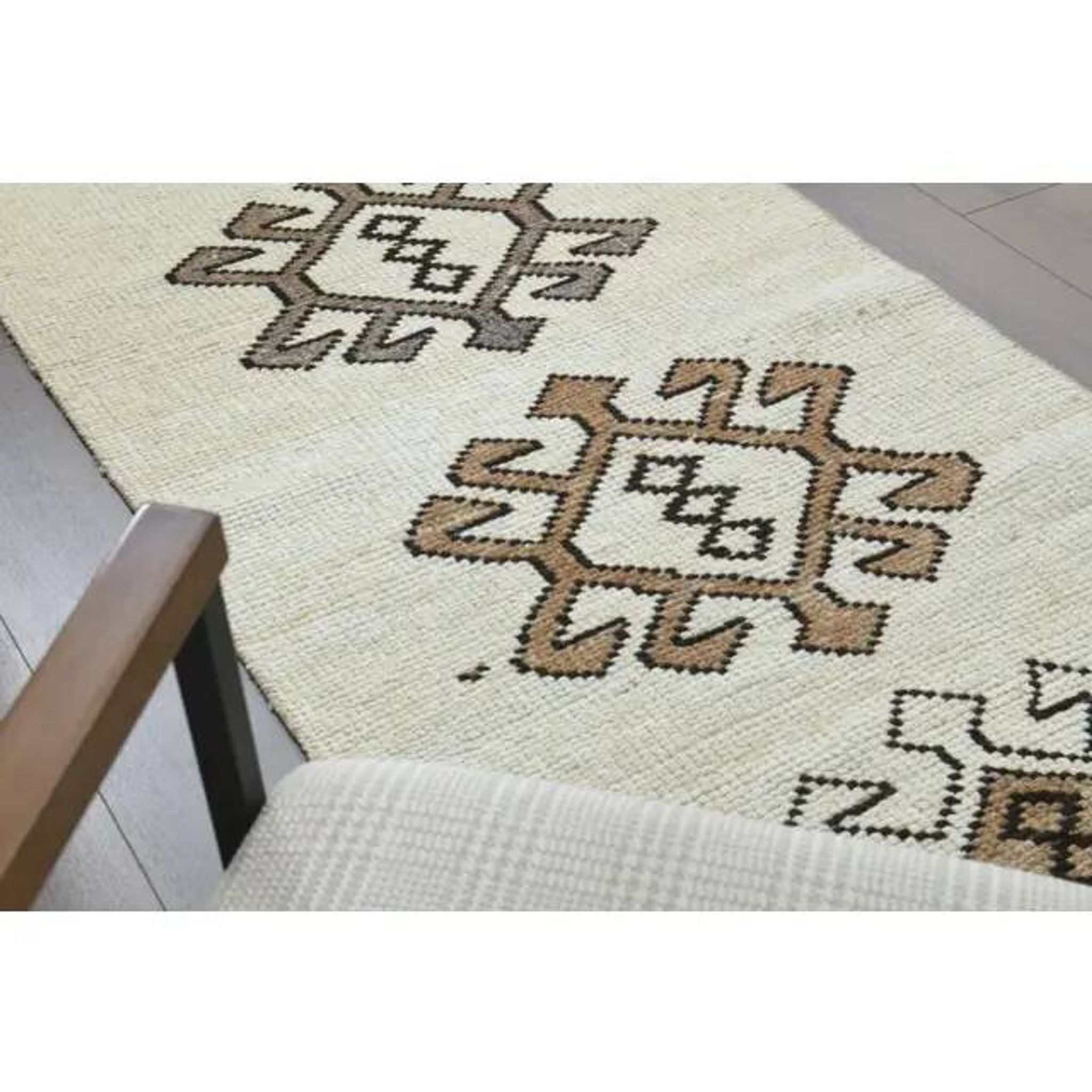 1970s Vintage Turkish Hand-Knotted Wool Cotton Beige Runner Rug 87x366
