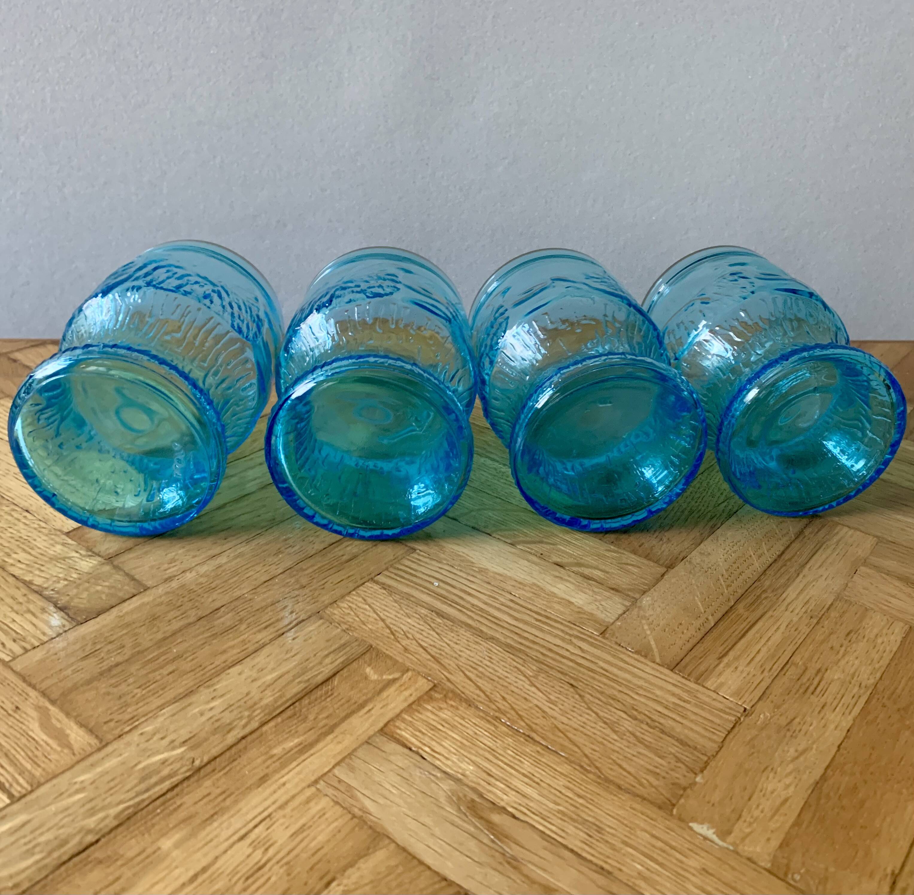 Vintage lemonade service in blue glass - Vemam - made in Italy