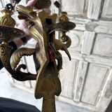 Pair of bronze wall sconces with parrots, early 20th century.