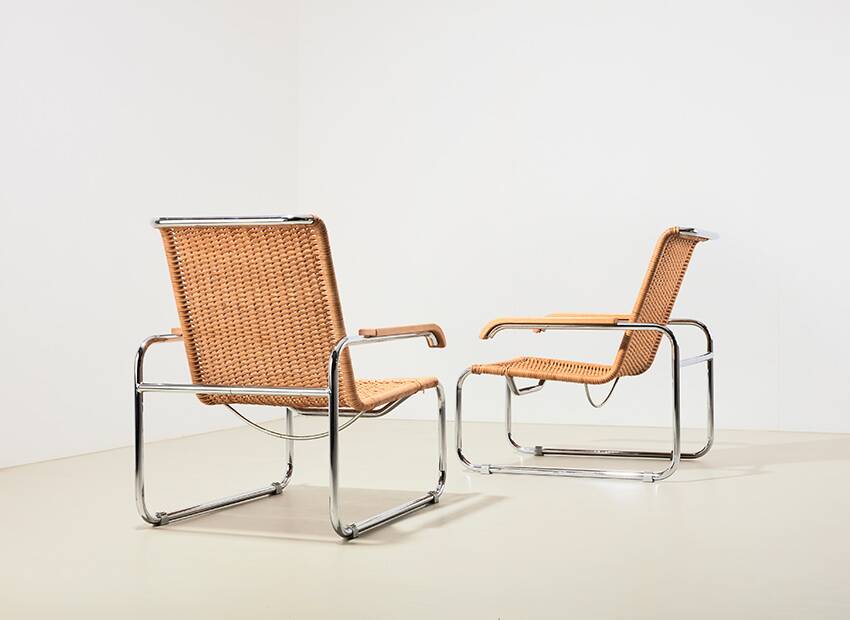 Marcel Breuer Pair of B35 Lounge Chairs for Thonet 1990s
