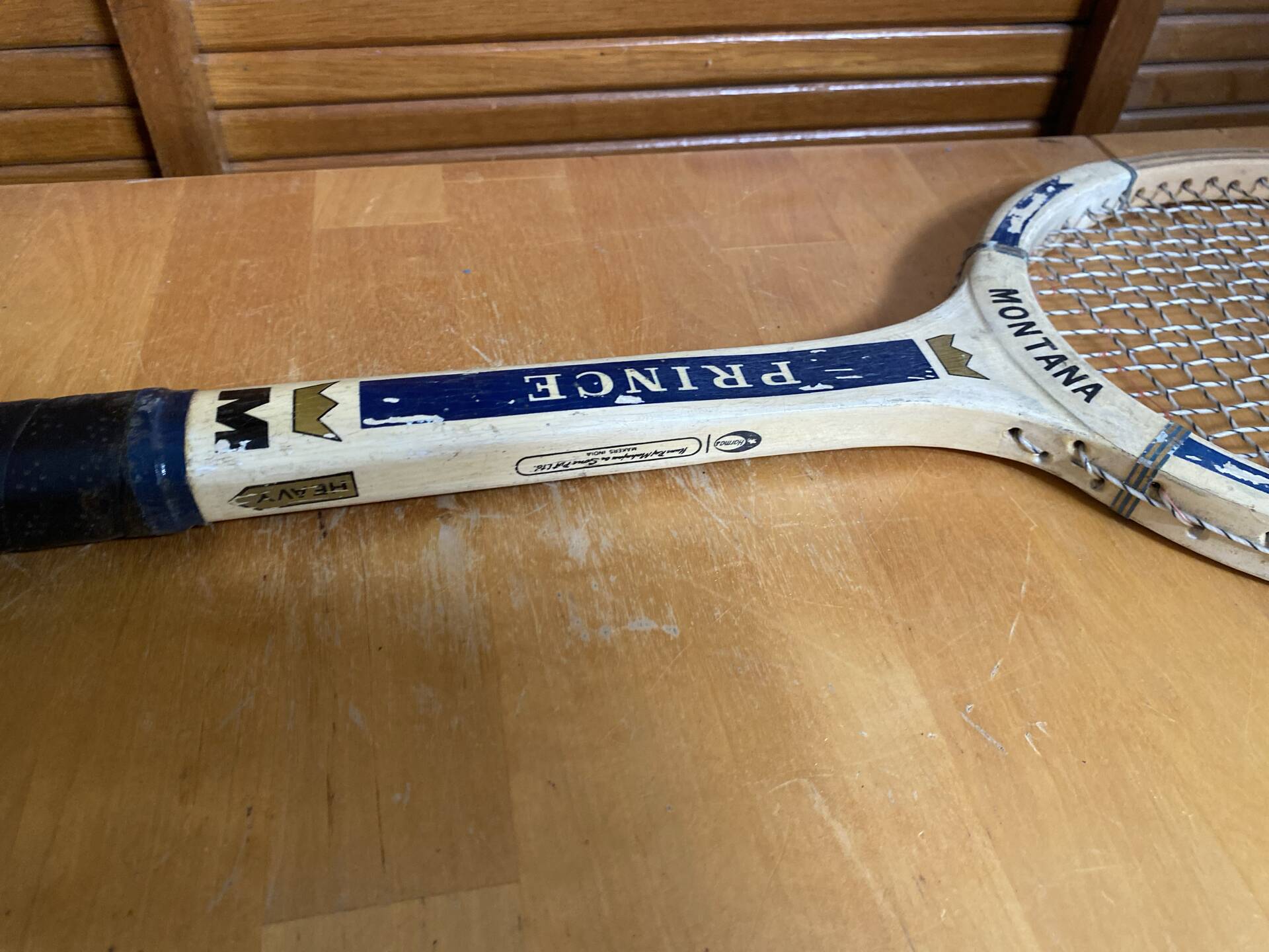 Vintage sports wooden tennis racket montana prince model