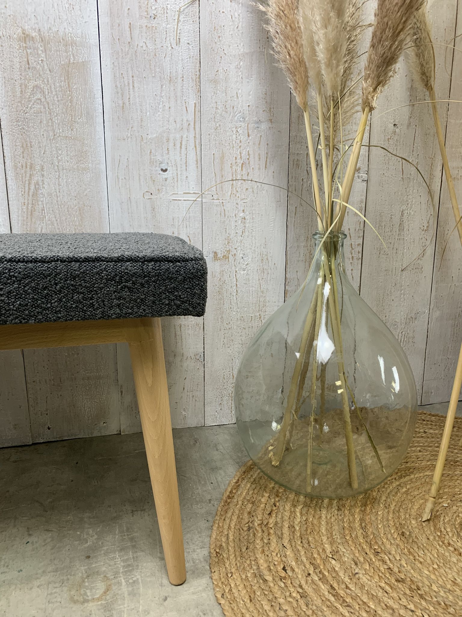 Scandinavian bench grey curls