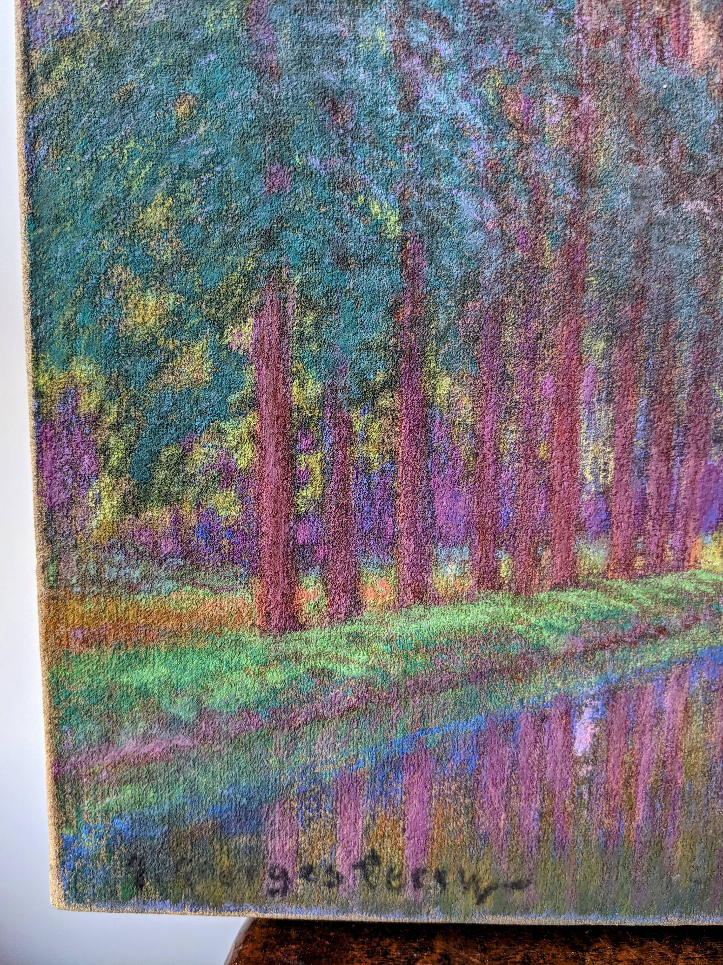 Ancien Pastel sur toile- Le Canal du midi - Signé Jean Georges FERRY