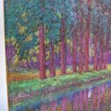 Old Pastel on canvas- The Canal du Midi - Signed Jean Georges FERRY