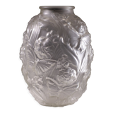 Satin pressed glass art deco vase, 1930s