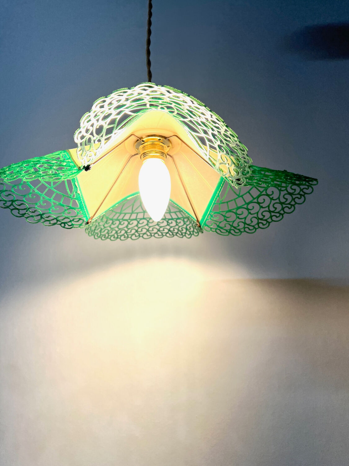 Lampe suspension vintage verte - upcycling