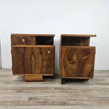 Tables de chevet Art Déco en noyer et laiton, 1940
