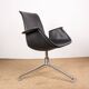 Fauteuil danois en cuir noir et acier chromé, modèle fk 6725 ou « tulip chair » par preben fabricius