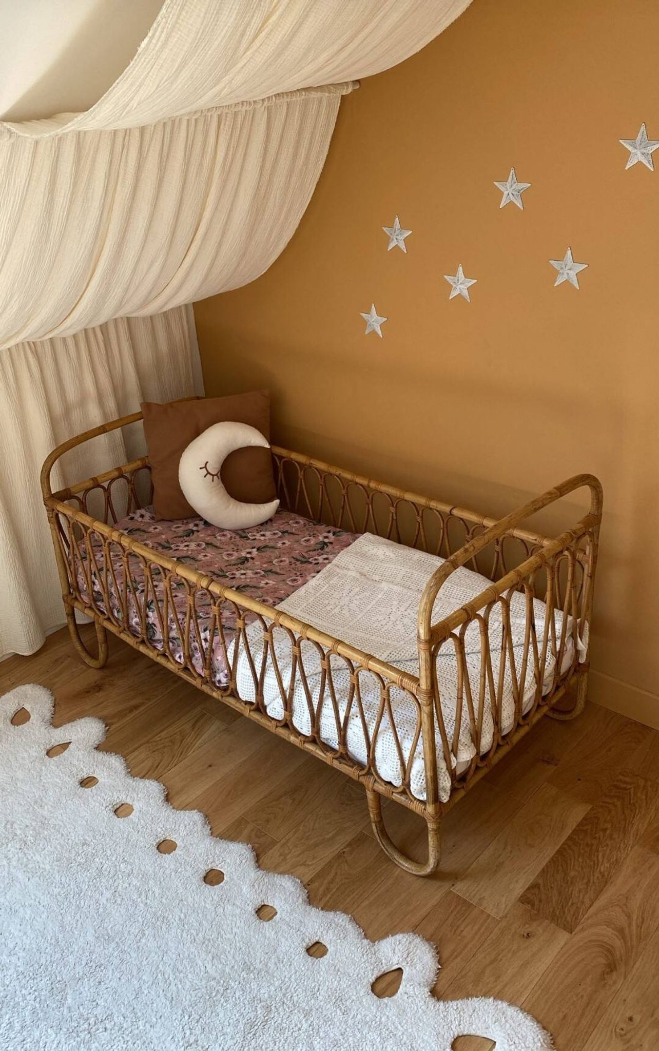Rattan baby cot + custom bamboo mattress