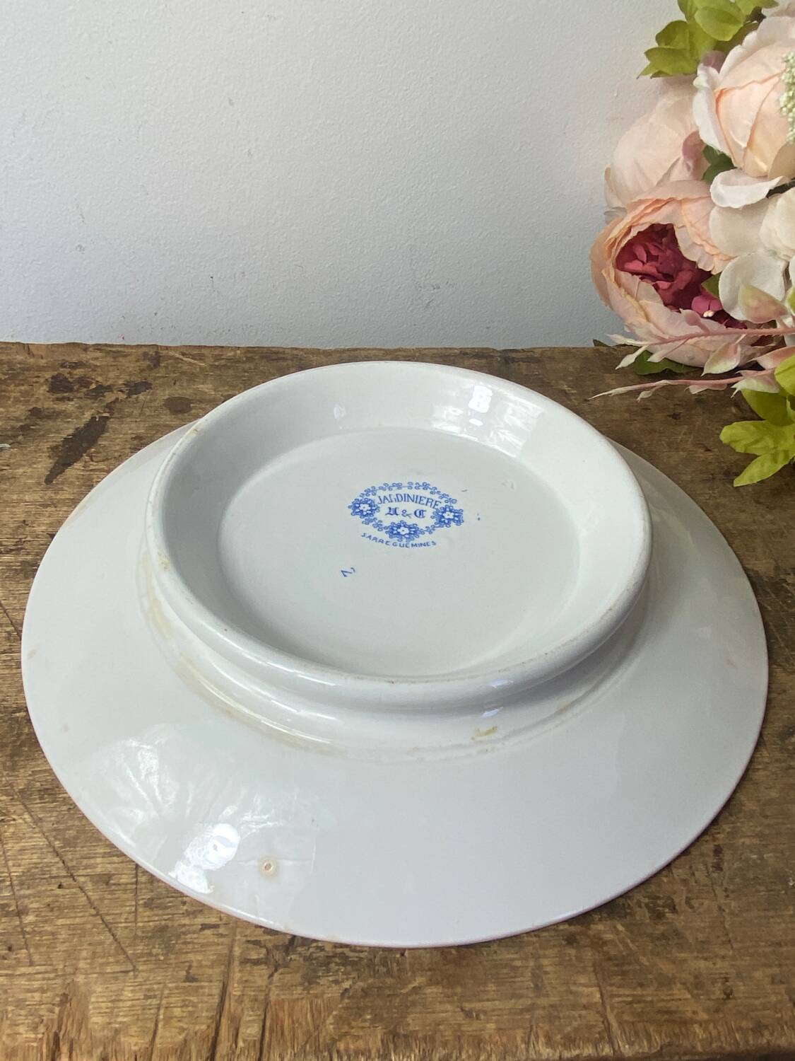 Old Sarreguemines earthenware dish