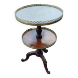 Table de chevet, table d'appoint ancienne style Louis XVI en bois et plateau en marbre