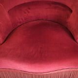 Fauteuil crapaud en velours rouge
