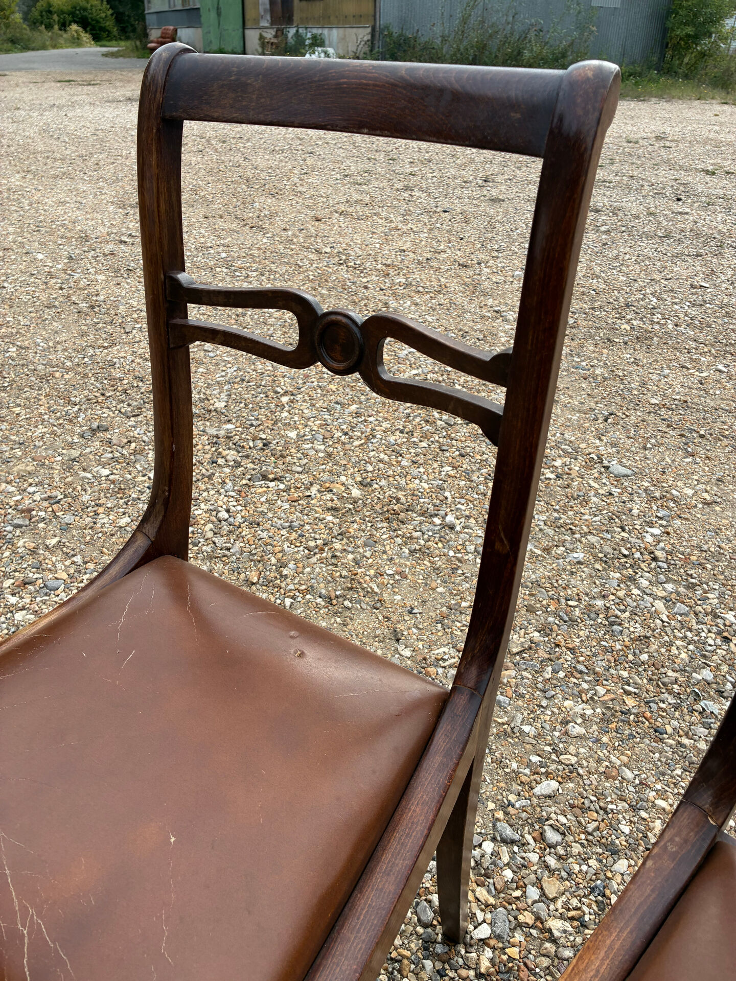 Set of 3 Regency faux leather chairs