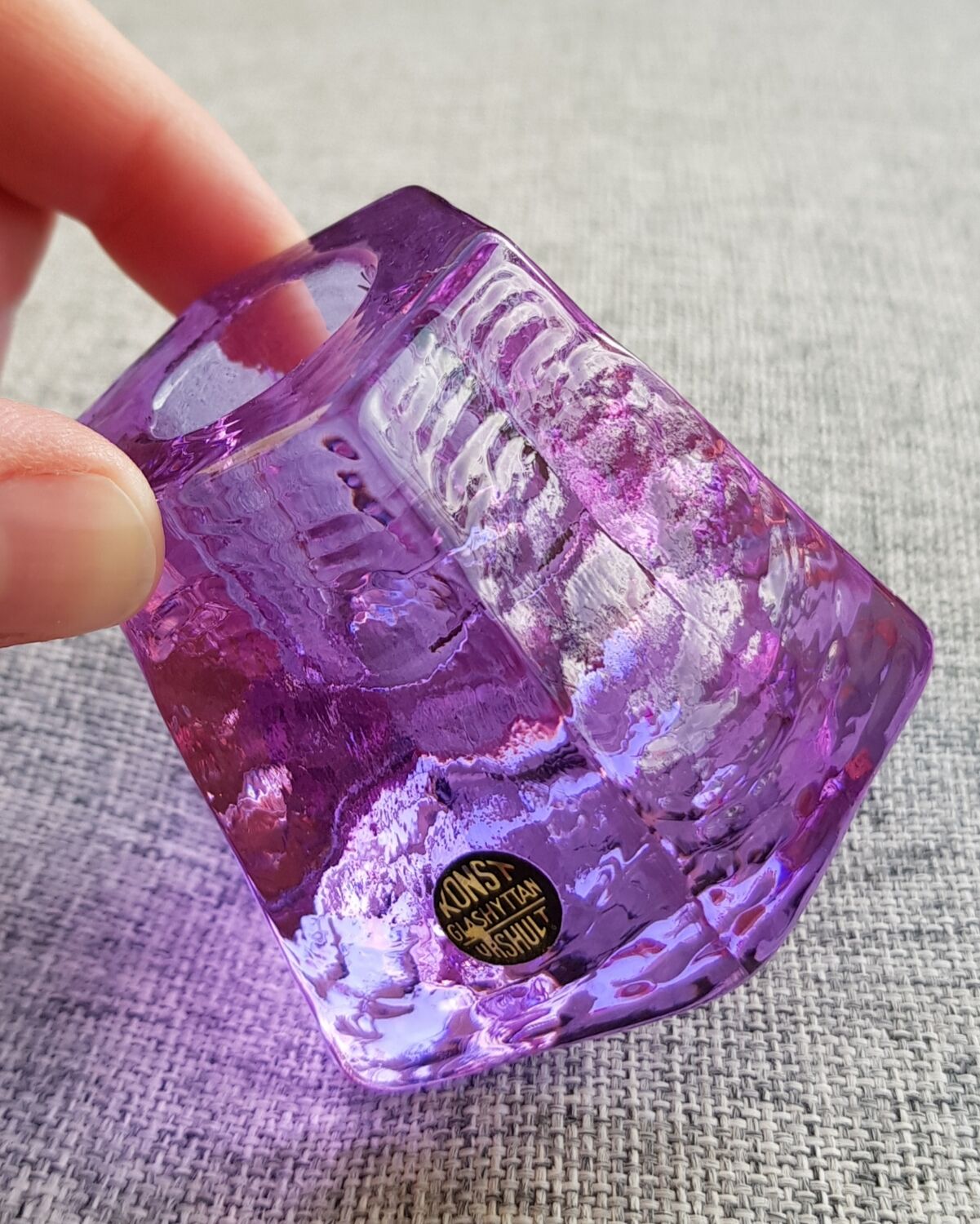 Swedish Konst Glashyttan Urshult glass candle holder