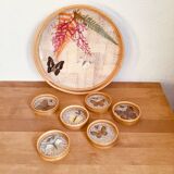 Vintage tray and coaster set