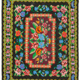 Handwoven Vintage Flatweave Black Kilim 216 cm