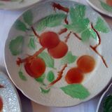 Lot 5 assiettes a dessert anciennes barbotine st clement decor peaches