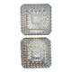 2 square ceiling lights in amber glass, 70s-80s