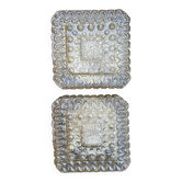 2 plafonniers carrés en verre ambré, années 70-80