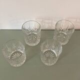 Set of 4 Whiskey glasses in cut glass 1970