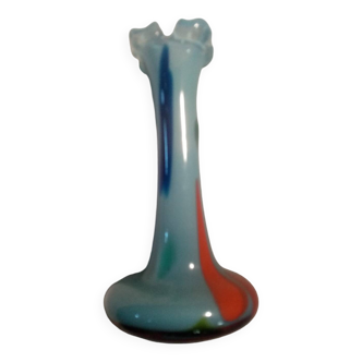 Ancien vase en pâte de verre soufflé bouche de la verrerie de clairey (88)