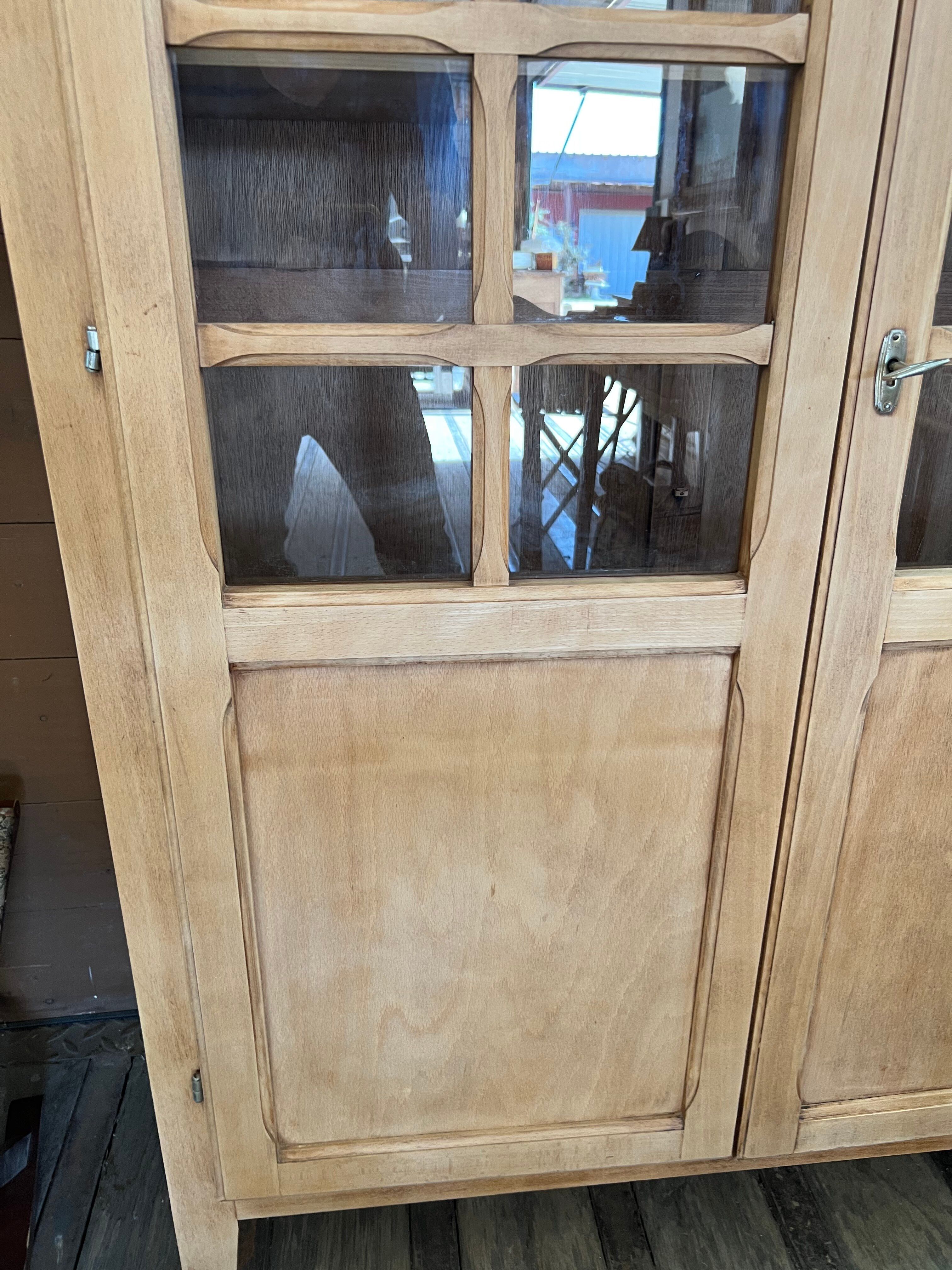 Small raw wood display cabinet