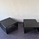 Bended black glass coffee table