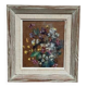 Mid-Century Oil on Panel “Flowers” by Unknown, Vintage & Framed