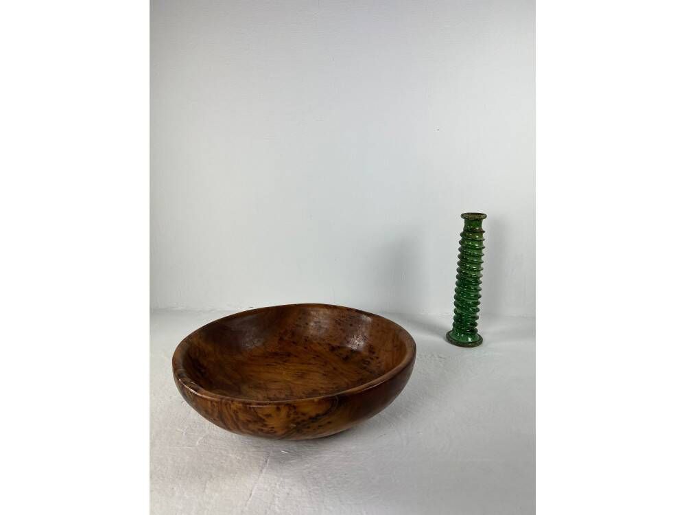 Large plate made of thuya root, Morocco, 1980s, Ø70 cm