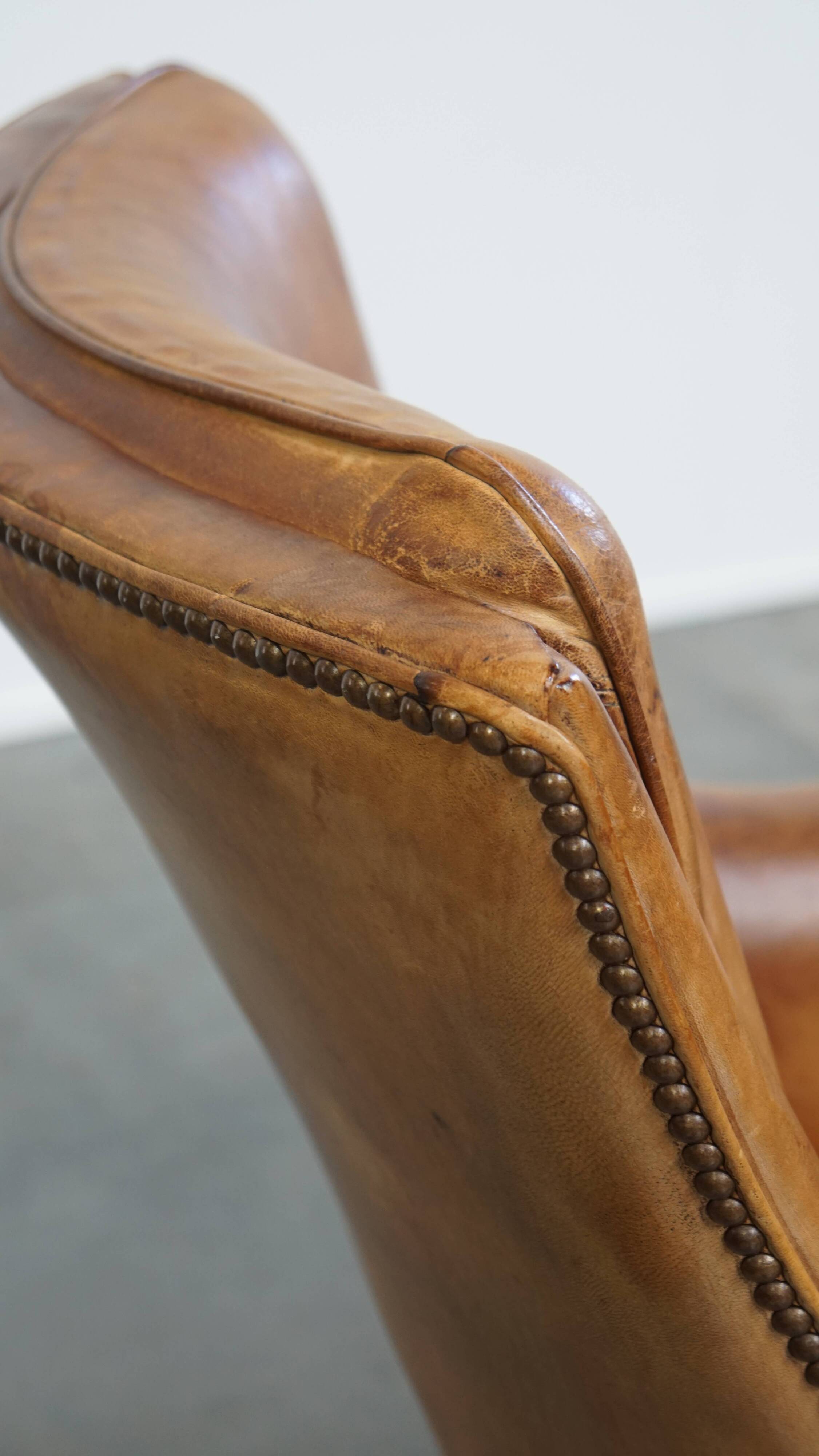 Vintage Armchair Made of Sheepskin Leather