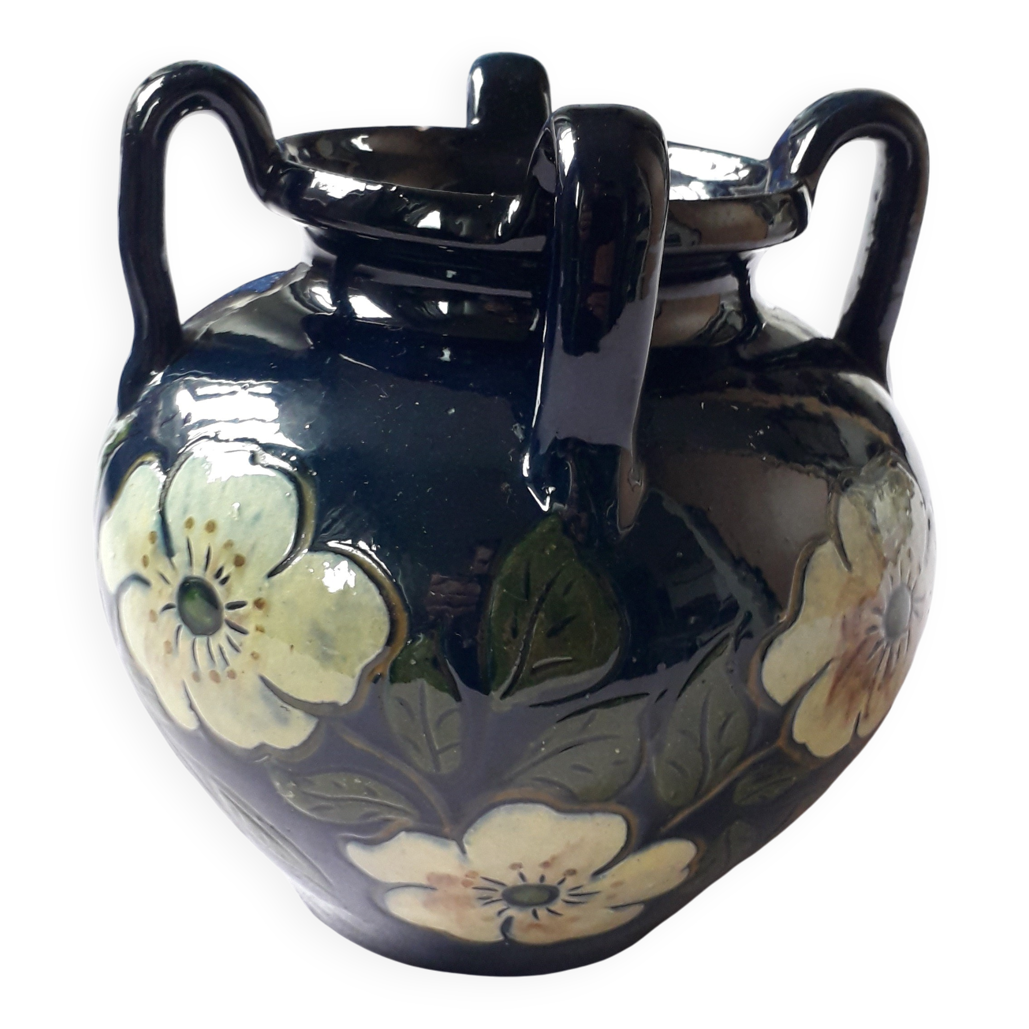 Antique Art Nouveau vase with floral decoration.
