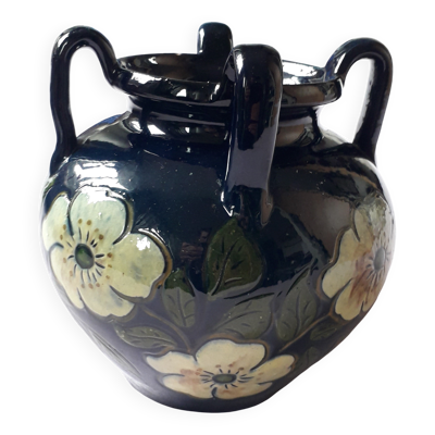 Vase ancien art nouveau au décor floral