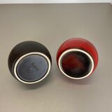 Set of two pottery vases "red yellow" objects by steuler ceramics germany, 1970s