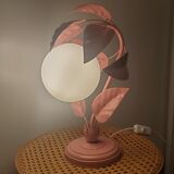 Opaline bedside lamp and pink leaves