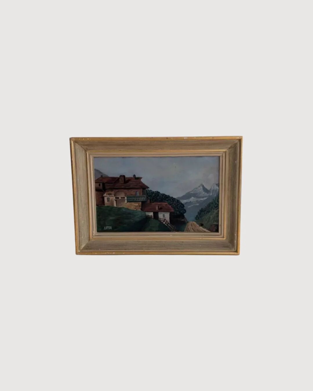 Old painting - mountain chalet