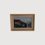 Tableau ancien - chalet à la montagne
