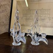 Pair of crystal candlesticks Vannes le Chatel Lorraine