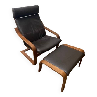 Fauteuil cuir avec repose-pieds