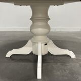 Round extendable oak dining table