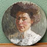 Impressionist portrait on sheet metal, elegant