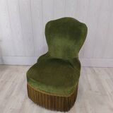 Green velvet toad armchair