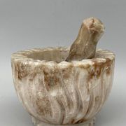 Pharmacy mortar and pestle in alabaster China man's face