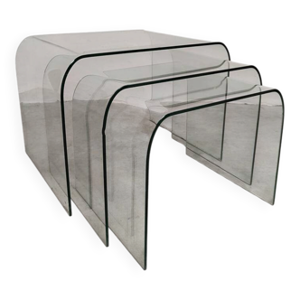 Tables gigognes vintage en verre, Italie