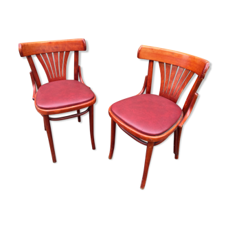 2 Bistro chairs baumann style imitation vintage leather 80s