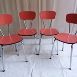 Set of 4 red formica chairs