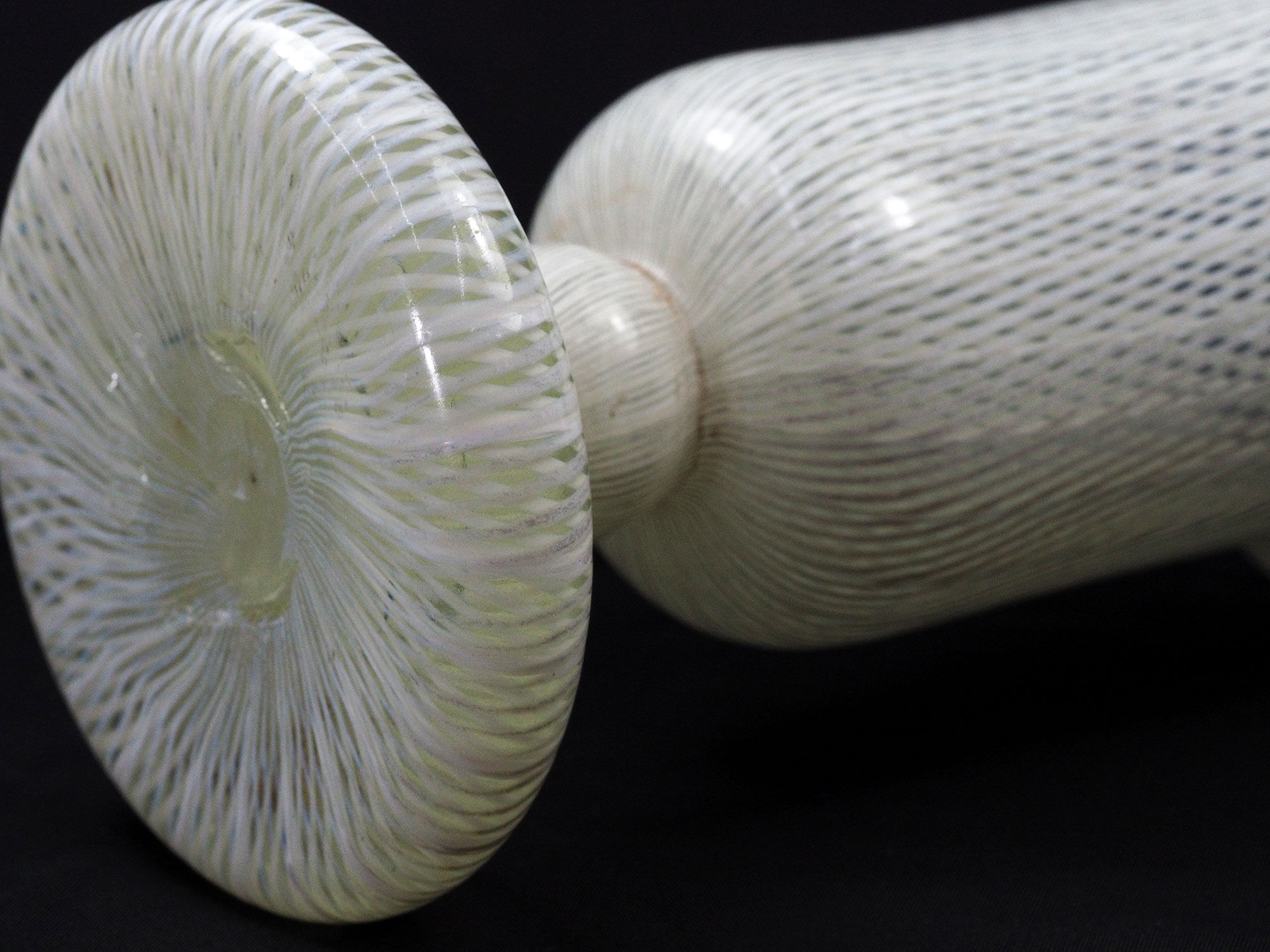 Vase Art Deco Murano Double Latticino Glass-1930s